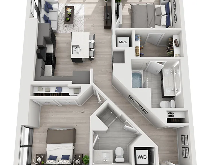 Two Bedroom Two Bath Penthouse (1,044 SF) Two Bedroom Two Bath Penthouse (1,044 SF)