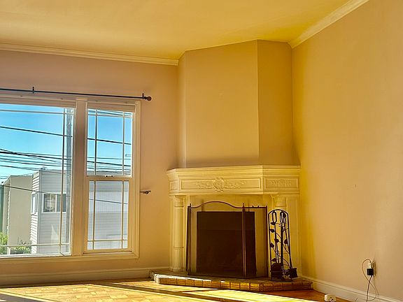 Living room with fireplace detail