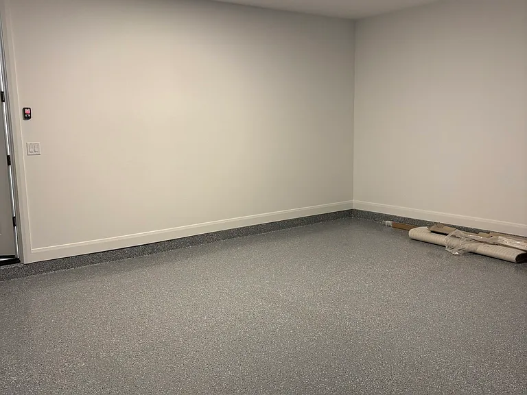 Two-car garage with upgraded garage floor coating