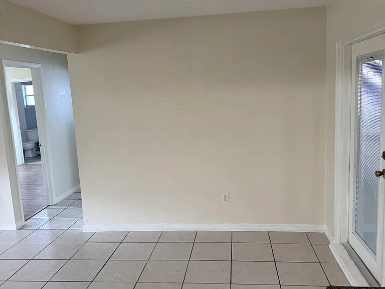 View from kitchen to dining area