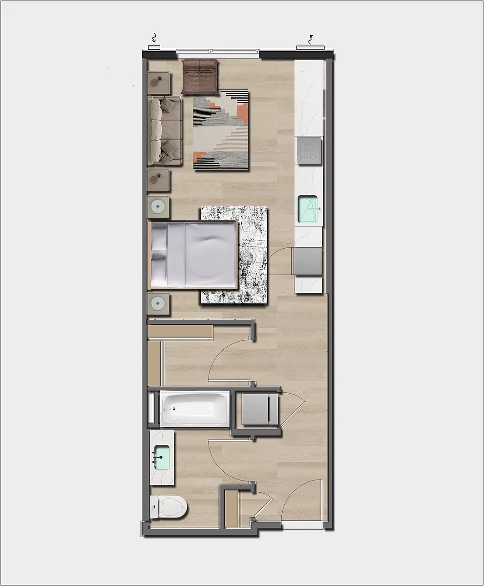 Floor plan Studio, 1 Bath S1