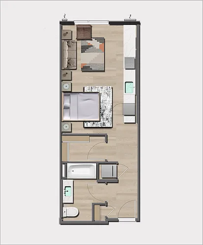 Floor plan Studio, 1 Bath S1