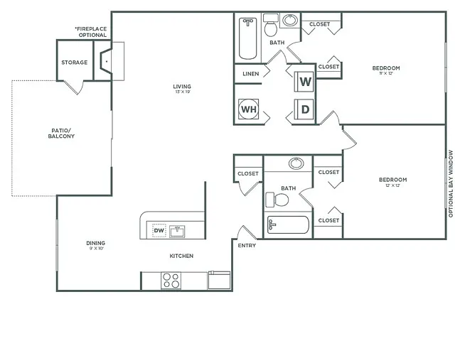 Floor plan Oak (1048 SF)