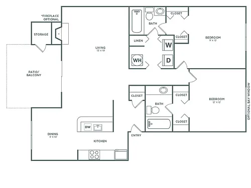 Floor plan Oak (1048 SF)