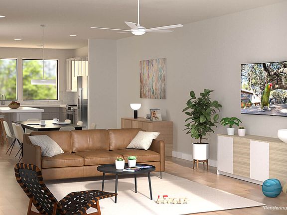 George - Interior Rendering - Living Room Kitchen