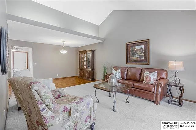 Dining area and living room.