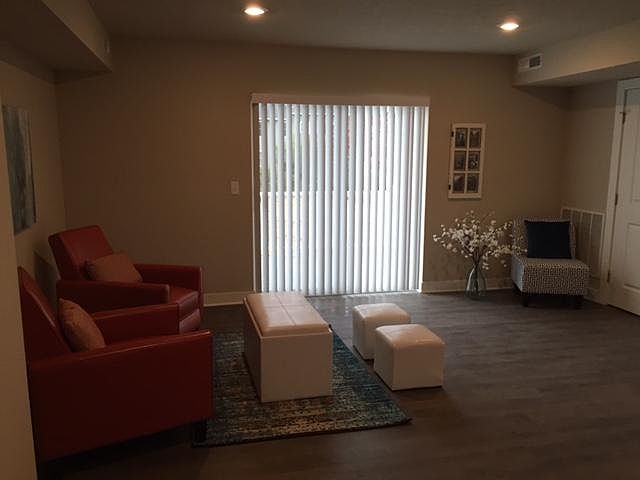 Open floor plan with flexible dining & living room areas.