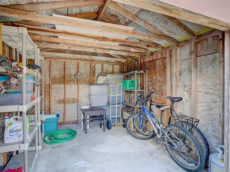 Storage Area with bikes and beach supplies