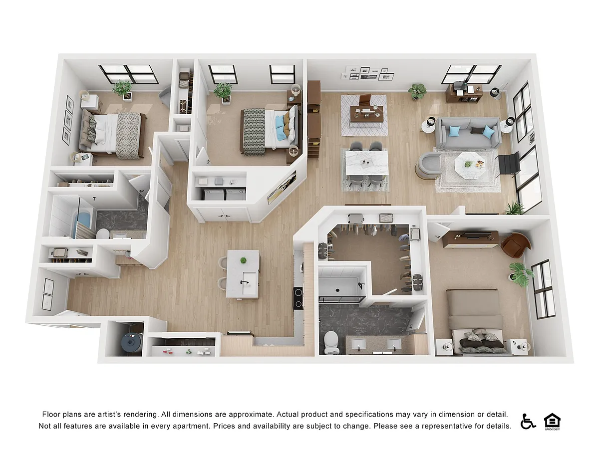 Floor plan 3BR/2BA - C1