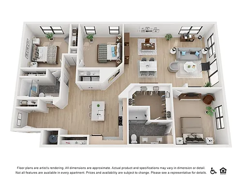 Floor plan 3BR/2BA - C1