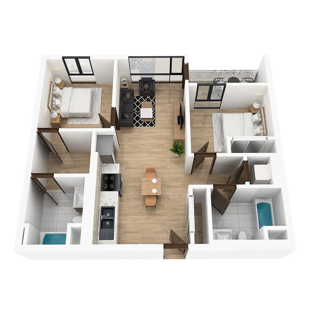 Floor plan 2BD, 2BTH A