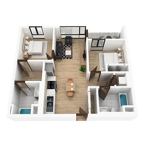 Floor plan 2BD, 2BTH A