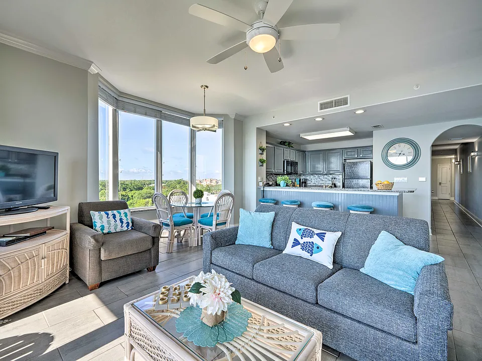Living Room And Dining With Kitchen View