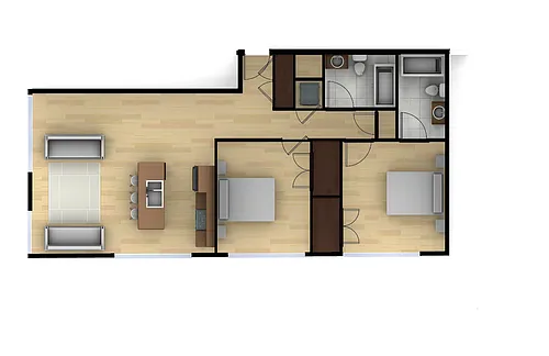 Floor plan 2-Bedroom 2-Bath LUX