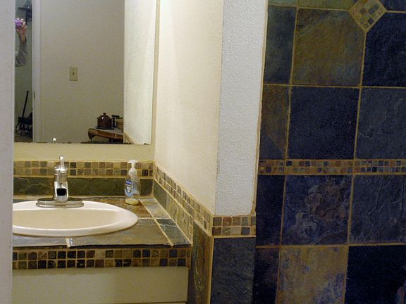 Tiled basement bathroom