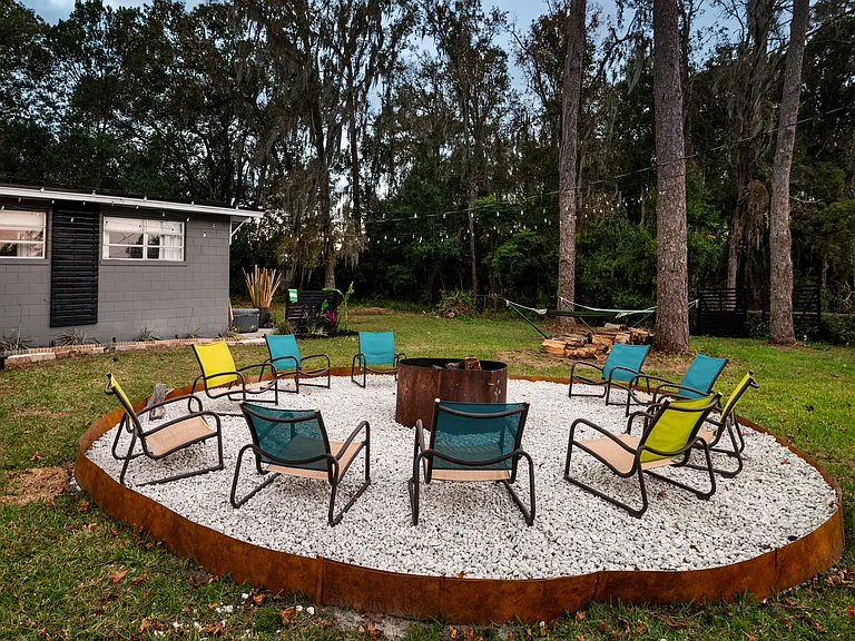 Fire pit area with seating for ten! - Daylight