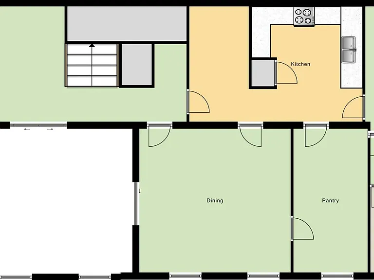 White Wolf Manor 3BR/3Bath FGO First Floor Living Room between the family room and formal dining room. Additional small bedroom near back of home not included in total bedroom count.