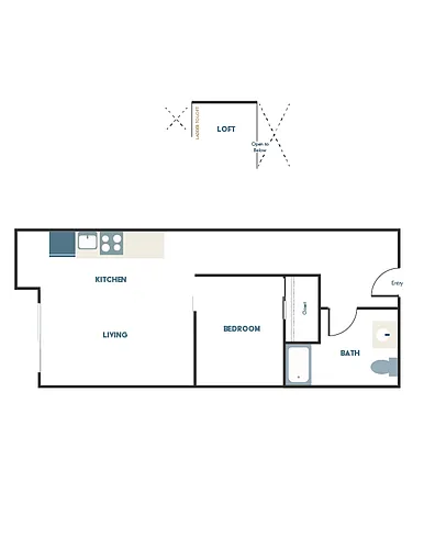 Floor plan 1x1 - B7 + Loft