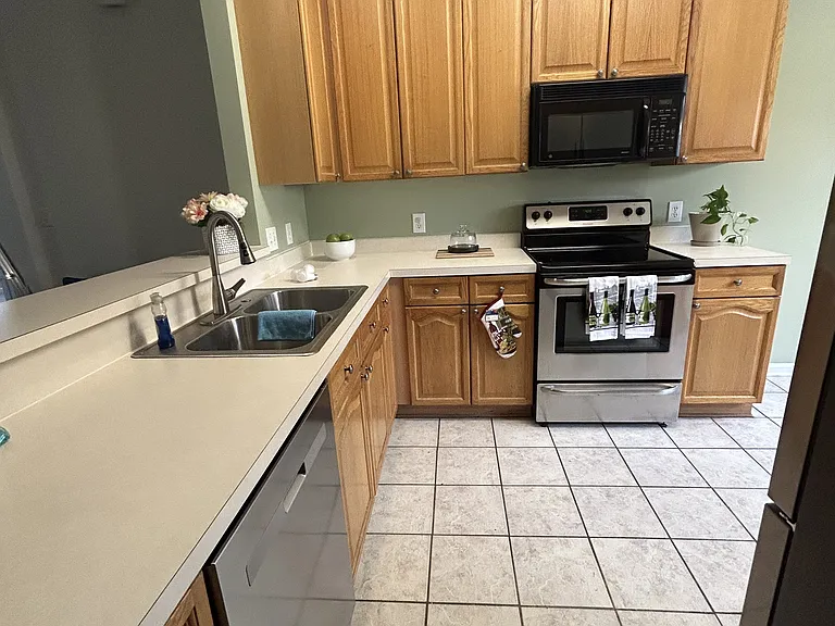 Kitchen with stainless steel appliances