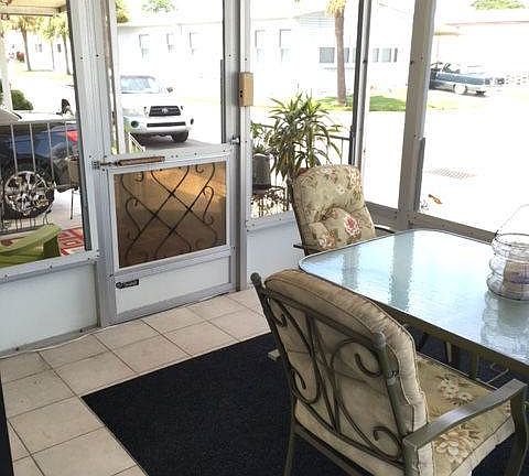 Lanai door and table