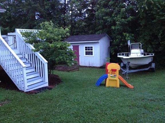 Backyard view from drive