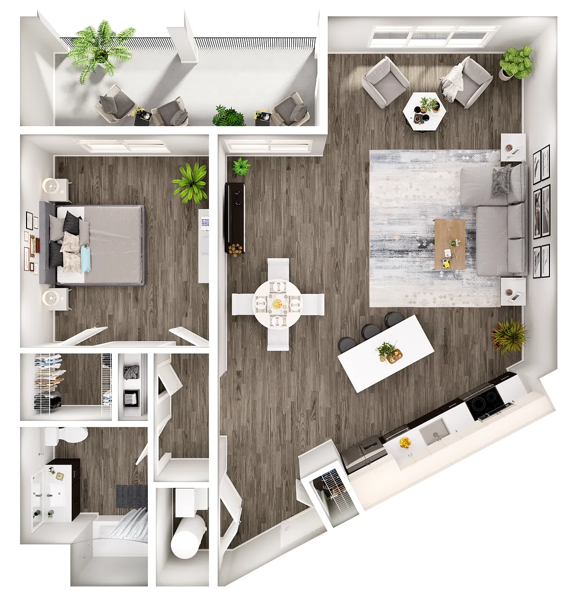 Floor plan 1 BR 1 Bath Grand w Balcony