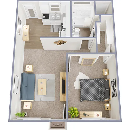 Floor plan 1 Bed 1 Bath - Small