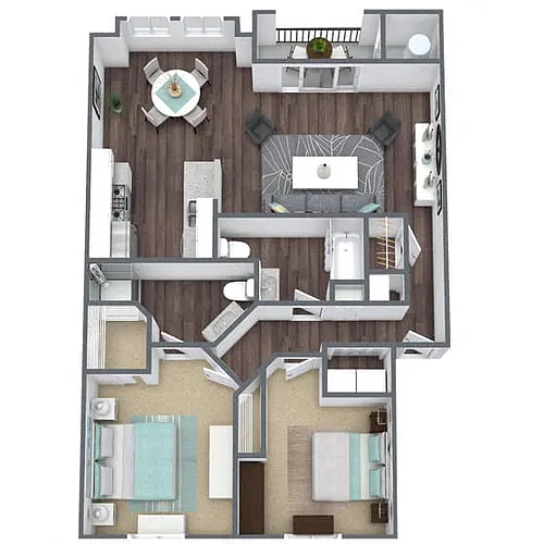 Floor plan B1: 2 Bed 2 Bath