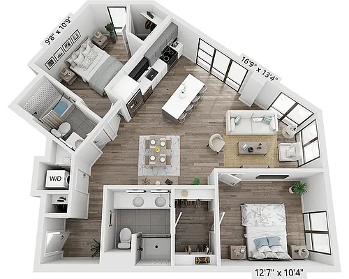 Floor plan Two Bedroom B2I