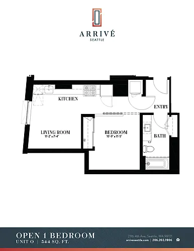 Floor plan Open 1 Bedroom