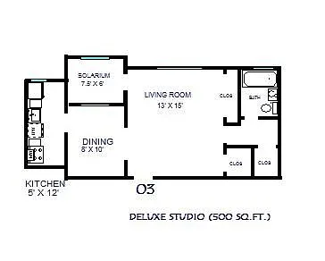Floor plan Rousseau Deluxe Studio 03