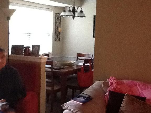 view from living area to dining area