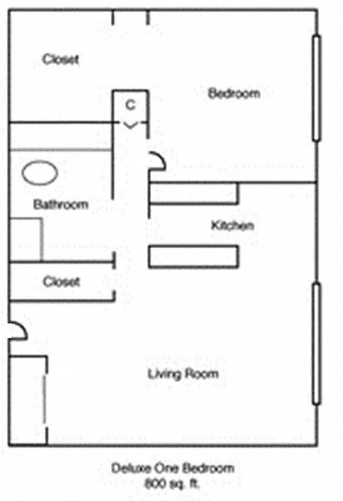 Floor plan Large 1 Bedroom 1 Bath