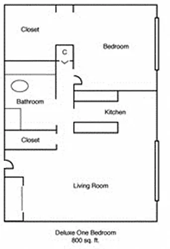 Floor plan Large 1 Bedroom 1 Bath