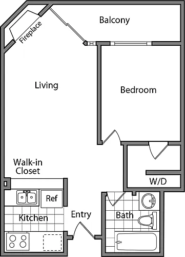 Floor plan 1 Bedroom C
