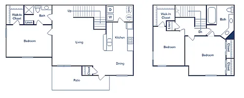 Floor plan 3 Bedroom, 2 Bath - Townhome