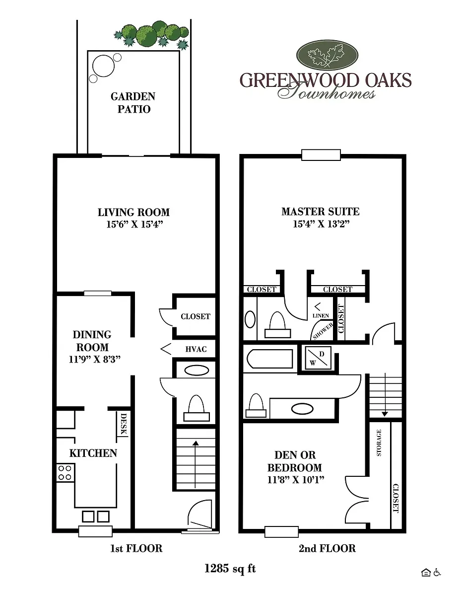 Floor plan 2 Bed/2.5 Bath Town Home