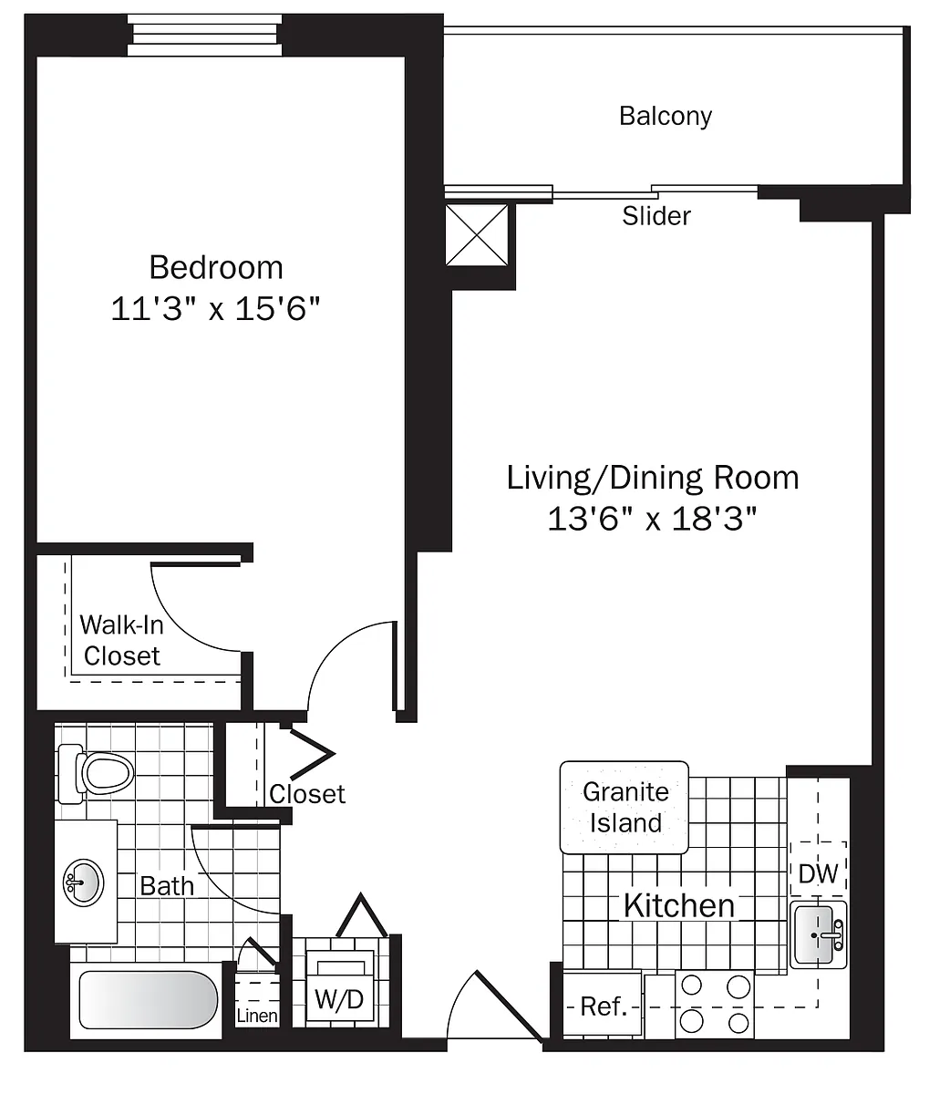 Floor plan UNIT 9 (1BR/1BA)
