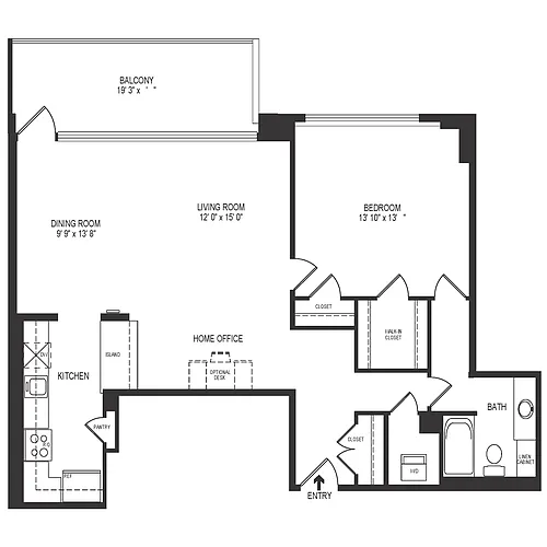 Floor plan 1 Bedroom 1 Bath 918 SF 11dr