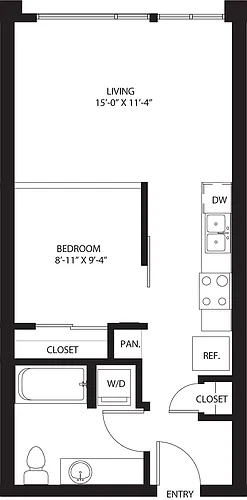 Floor plan One Bedroom O1-B