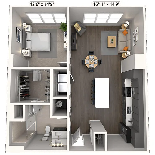 Floor plan A6 1x1 930 SF-FP