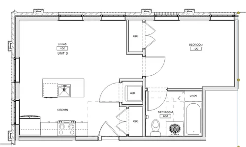 Floor plan 1 Bedroom, 1 Bathroom