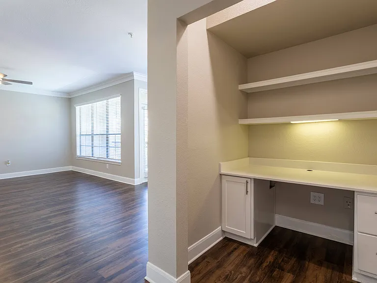 Built-in Desk and Large Living Room