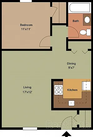 Glen Isle 1 Bed, 1 Bath floor plan 2D Glen Isle 1 Bed, 1 Bath floor plan 2D