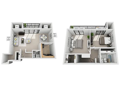 Floor plan Garden (2 Bedroom Duplex)