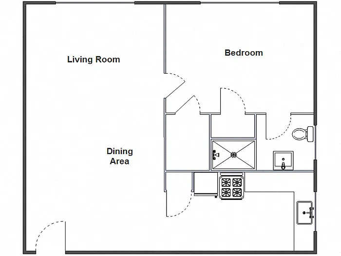 Floor plan 1 Bed / 1 Bath: Type F