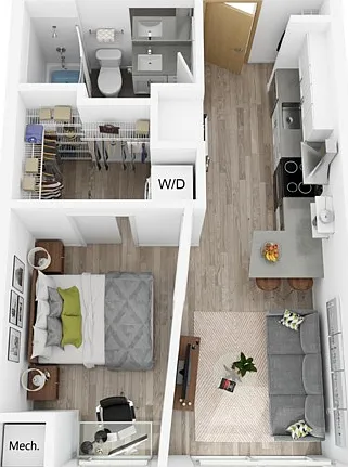 Plan P | 1 bedroom, 1 bathroom Plan P | 1 bedroom, 1 bathroom