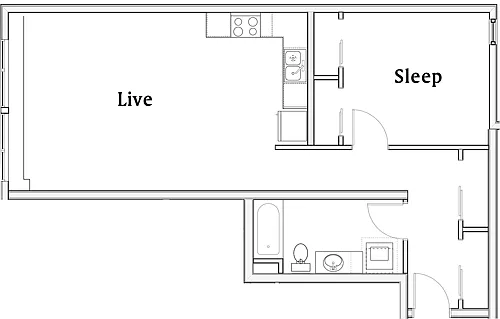 Floor plan 1 Bedroom C