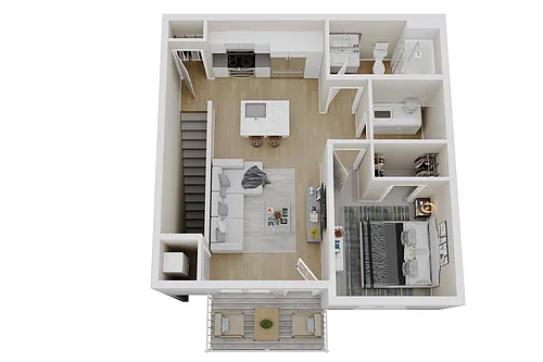 Floor plan Phase Two - 1 Bedroom, 1 Bathroom