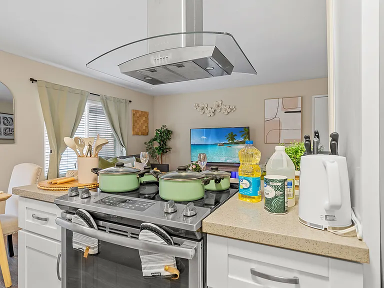 Everything you need to prepare meals, from appliances to condiments.